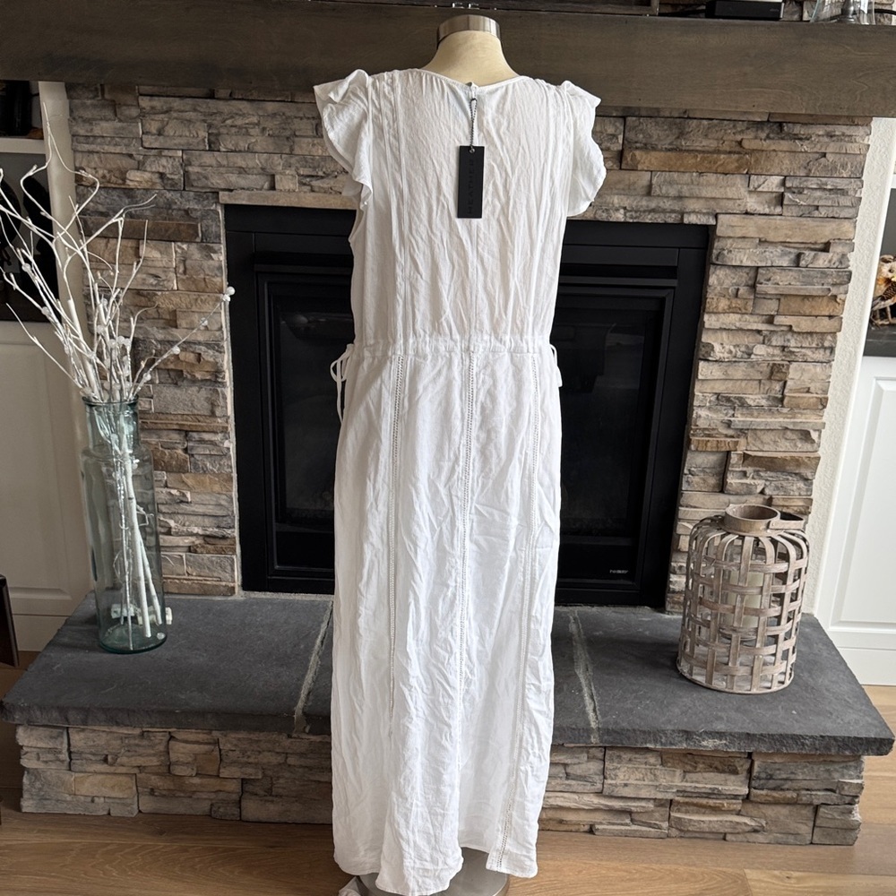 Bordeaux White Maxi Dress with Ruffle Sleeves - Picture 9 of 15